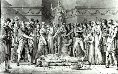 El Funeral de Jean Paul Marat (1743-93) en la Capilla del Club des Cordeliers, 16 de julio de 1793, c.1793 de E. Le Sueur