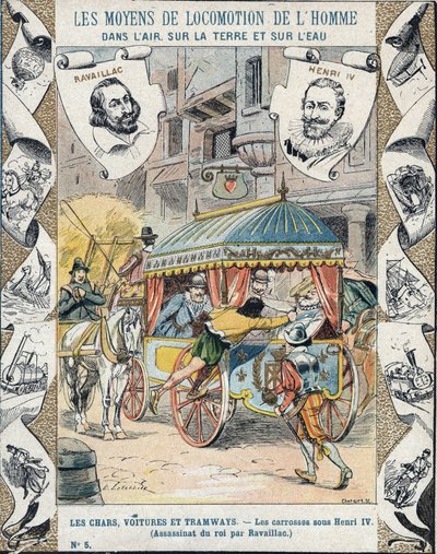 Asesinato de Enrique IV por François Ravaillac en la rue de la Ferronnerie el 14 de mayo de 1610 de E. Letellier