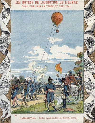 Globo construido por el ingeniero francés Jean Marie Joseph (Jean-Marie-Joseph) Coutelle (1748-1835) para los ejércitos revolucionarios franceses para espiar a sus enemigos de E. Letellier