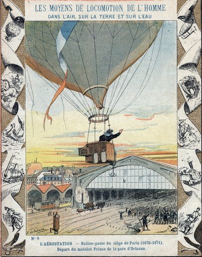 Guerra de 1870 - Sitio de París: correo en globo - salida del marinero Príncipe desde la Gare d