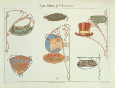Letreros de Tiendas Art Nouveau, 1903 de E. Mulier