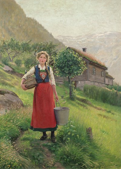 Chica de pasto de montaña de verano de E. Normann