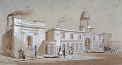 Vista de la destilería de Grimble y Booth en Albany Street, St Pancras, Londres, c. 1830 de E Noyce