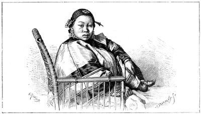 Mujer con pies vendados, China, siglo XIX de Etienne Antoine Eugene Ronjat