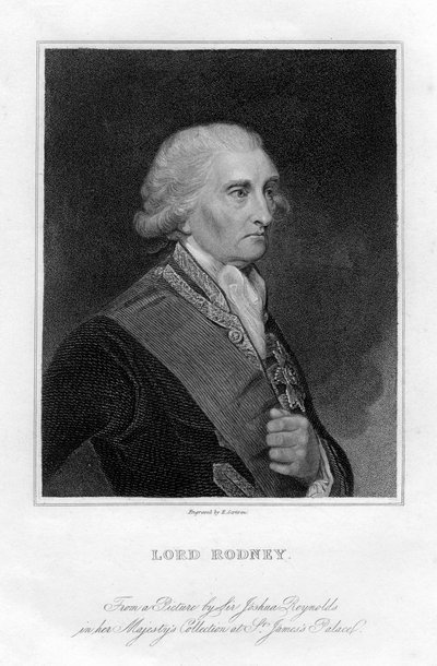 Almirante George Brydges Rodney 1719-1792, 1er Barón Rodney, siglo XIX de E. Scriven