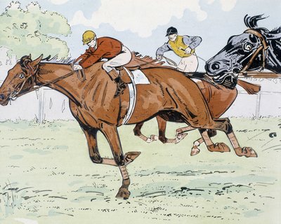 Caballos de carreras - dibujo por Thelem de E. Thelem