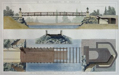 Bois de Vincennes y el puente de la isla Reuilly, ilustración de 