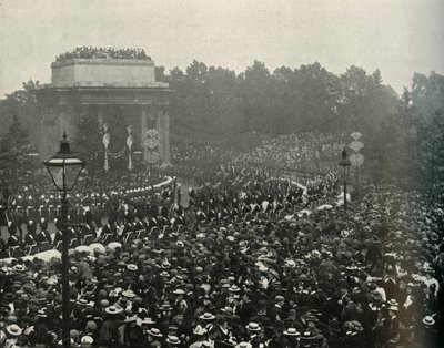 Llegada del Primer Ministro canadiense El Hon. Wilfrid Laurier a Hyde Park Corner, 1897 de E. and S. Woodbury