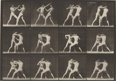 Número de placa 340. Boxeo, zapatos de mano abierta, 1887 de Eadweard Muybridge