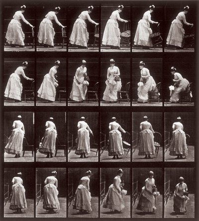 Locomoción animal, placa 265: secuencia con una mujer sentándose, 1887 de Eadweard Muybridge