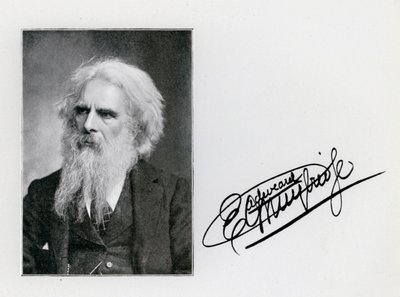 Eadweard Muybridge, retrato y firma de Eadweard Muybridge