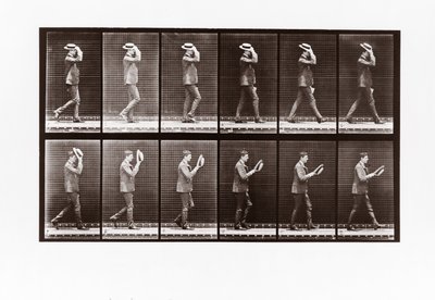 Hombre quitándose el sombrero, Placa 44 de Animal Locomotion de Eadweard Muybridge