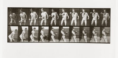 Hombre levantando una pesa, Placa 324 de Animal Locomotion de Eadweard Muybridge