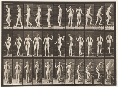 Placa 101. Girando y subiendo escaleras, saludando con la mano de Eadweard Muybridge
