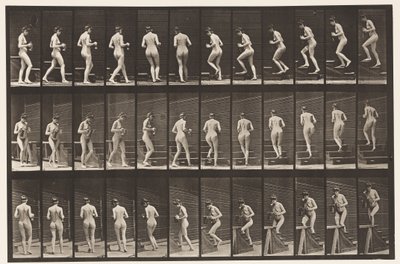 Placa 103. Girando y subiendo escaleras, jarra y copa en manos de Eadweard Muybridge