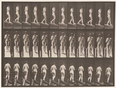 Placa 116. Bajando una pendiente, una mano en la barbilla de Eadweard Muybridge