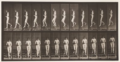 Placa 128. Bajando escaleras, manos entrelazadas de Eadweard Muybridge