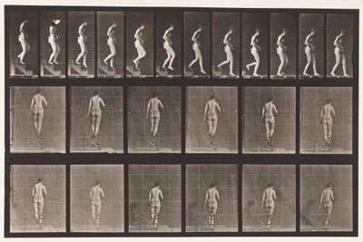 Placa 130. Bajando escaleras, manos entrelazadas de Eadweard Muybridge