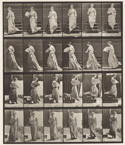 Placa 141. Bajando Escaleras y Abanicándose de Eadweard Muybridge