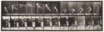 Placa 158. Saltando; Salto Alto con Giro Corriendo (Zapatos) de Eadweard Muybridge
