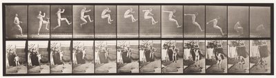 Placa 159. Saltando; Salto de longitud en carrera (zapatos) de Eadweard Muybridge