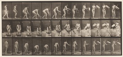 Placa 213. Levantando y vaciando cesta de Eadweard Muybridge