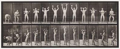 Placa 322. Levantando y Bajando Dos Mancuernas de 50 lb de Eadweard Muybridge