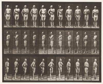 Placa 354. Llevar Armas, Descanso de Desfile y Arrastrar Armas de Eadweard Muybridge
