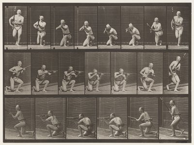 Placa 356. Arrodillado, disparando y levantándose de Eadweard Muybridge