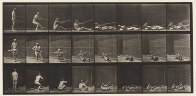 Placa 358. Acostado de espaldas y disparando, 1872-1885 de Eadweard Muybridge