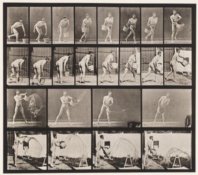 Placa 400. Vaciando un cubo de agua de Eadweard Muybridge