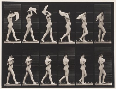 Placa 40. Caminando, lanzando pañuelo sobre los hombros de Eadweard Muybridge
