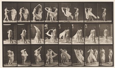 Placa 429. Aseo; Dos modelos, 1 desnudándose 8, 1872-1885 de Eadweard Muybridge