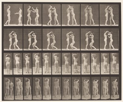Placa 445. Dos modelos-8 bebiendo de jarra de agua en el hombro de 1 de Eadweard Muybridge