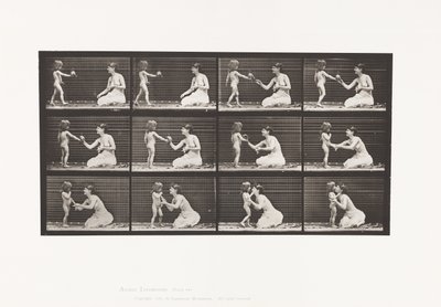 Placa 465. Dos modelos, niño 70N, llevando ramo a 12, 1885 de Eadweard Muybridge