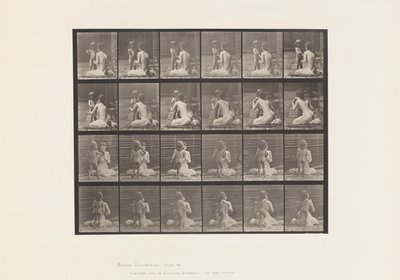Placa 466. Dos modelos, niño 70N, llevando ramo a 12, 1885 de Eadweard Muybridge