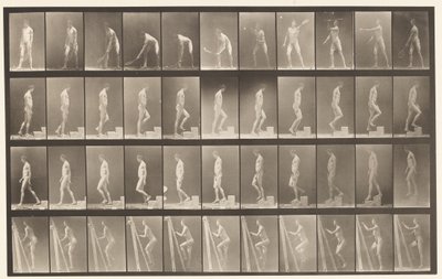 Placa 486. A, Tenis en césped; B, Subiendo un escalón de Eadweard Muybridge