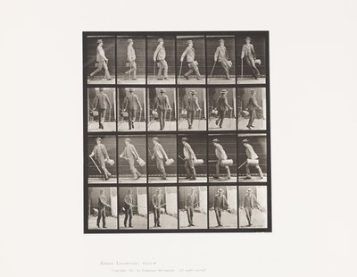 Placa 49. Caminando y girando rápidamente de Eadweard Muybridge