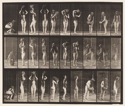 Placa 500. Varios movimientos con jarra de agua de Eadweard Muybridge