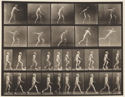 Placa 519. A, lanzando disco; B, subiendo escaleras; C, caminando, 1872-1885 de Eadweard Muybridge