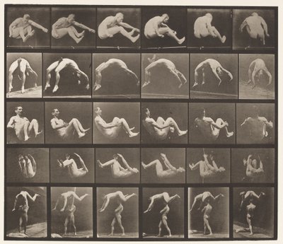 Placa 522. A, 97 Saltando; B, 98 Voltereta; C, 98 Salto Mortal de Eadweard Muybridge