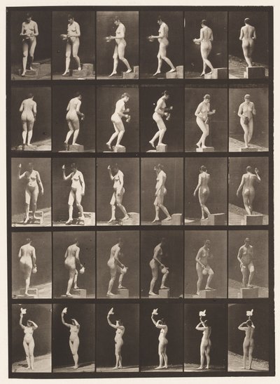 Placa 525. A, Bajando un escalón; B, Subiendo un escalón de Eadweard Muybridge