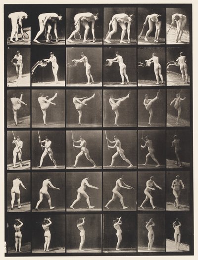 Placa 526. A, levantando una pelota; B, vaciando un cubo de agua de Eadweard Muybridge