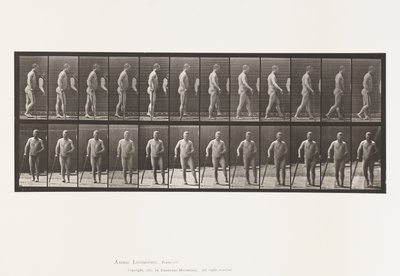 Placa 552. Hemiplejía; caminando con bastón, 1885 de Eadweard Muybridge