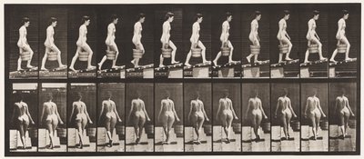 Placa 83. Ascendiendo pendiente, cubo de agua en la mano derecha de Eadweard Muybridge