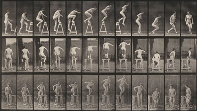 Lámina número 171. Subir a un caballete, saltar y girar de Eadweard Muybridge