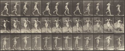 Placa Número 175. Cruzando el Arroyo sobre Piedras con una Caña de Pescar y un Lata de Eadweard Muybridge