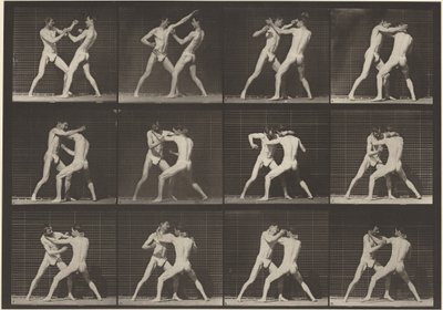 Placa número 340. Boxeo, mano abierta (zapatos),1887 (foto) de Eadweard Muybridge