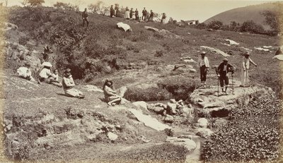Tirando de la tela en Almolonga, Guatemala de Eadweard Muybridge
