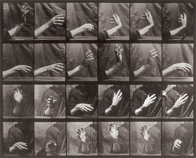 Secuencia con movimiento de mano, placa 535 de Animal Locomotion de Eadweard Muybridge